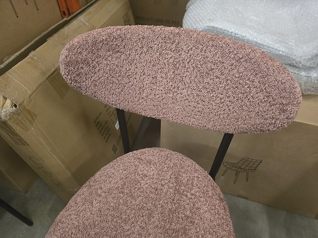 2x stoel melanie roze bouclé - afbeelding 2 van  4