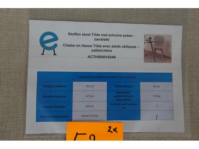 2x stoel tilda - afbeelding 4 van  4