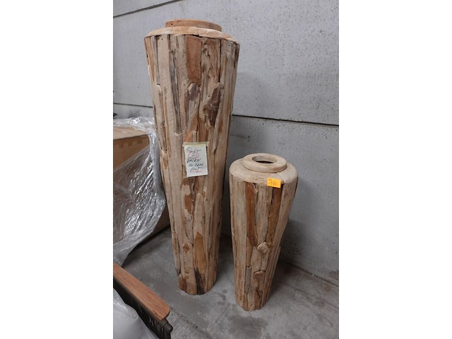 2x teak vazen - afbeelding 1 van  6