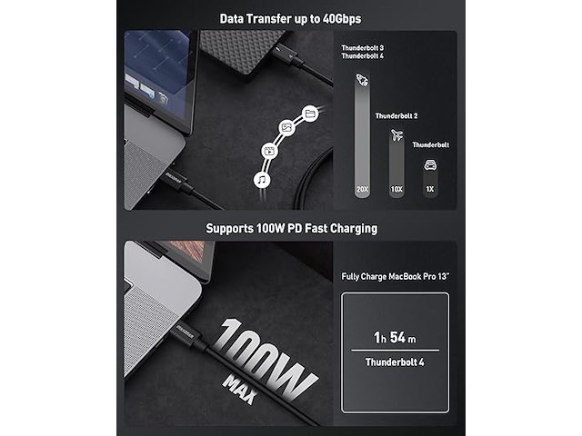 2x thunderbolt 4-kabel (usb-c) 0,8m - afbeelding 4 van  5