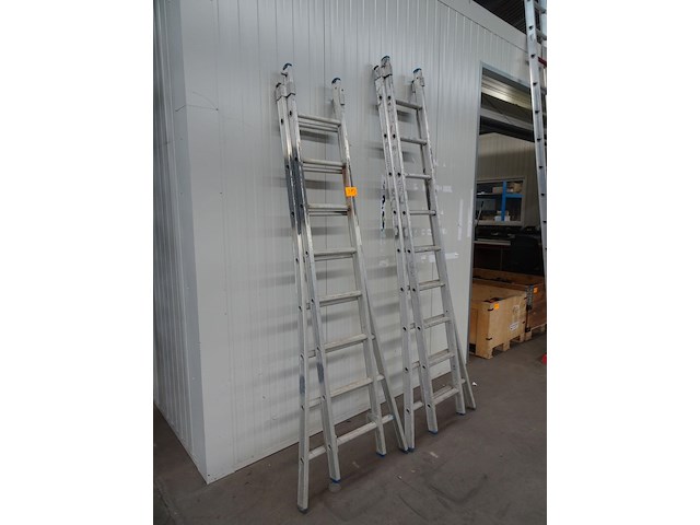 2x tweedelige alu ladder solide - afbeelding 2 van  3