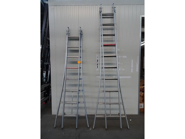 2x tweedelige alu ladder - afbeelding 1 van  2