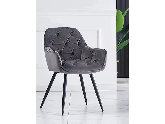 2x velvet eetkamerstoel grijs - afbeelding 1 van  1