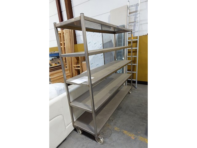 2x verrijdbaare inox rek - afbeelding 1 van  2