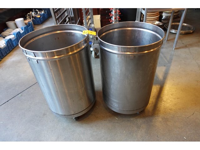 2x verrijdbare rvs emmer - afbeelding 1 van  3