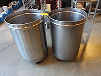 2x verrijdbare rvs emmer - afbeelding 1 van  3