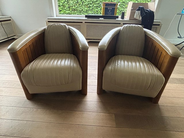 2x vintage lederen club fauteuils - afbeelding 1 van  5