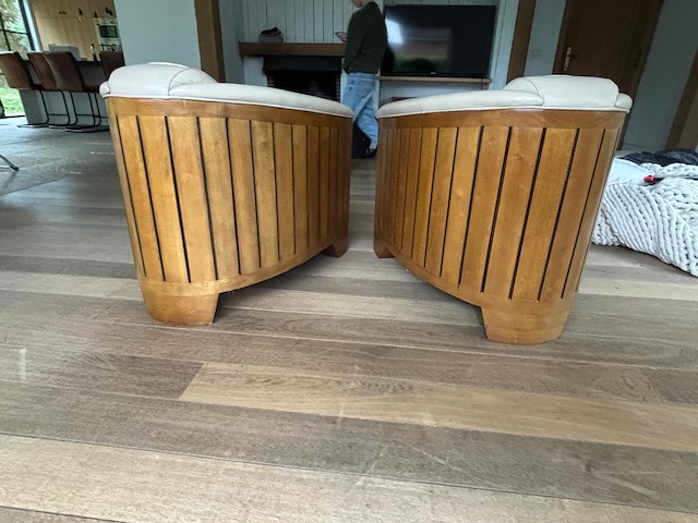 2x vintage lederen club fauteuils - afbeelding 4 van  5