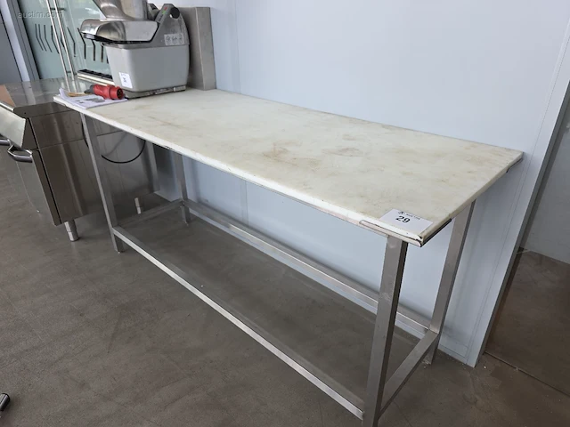(2x) werktafel - inox onderstel blad in nylon. nn - afbeelding 1 van  7