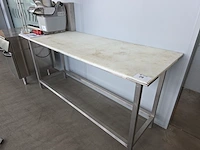 (2x) werktafel - inox onderstel blad in nylon. nn
