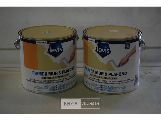 2x2,5l levis muurverf primer en plafonverf okergell - afbeelding 1 van  3