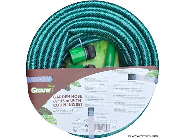 2xtuinslang met koppelingen en sproeier - afbeelding 1 van  4