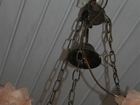 3 armige luster met glazen lampkap licht beschadigd - afbeelding 5 van  5