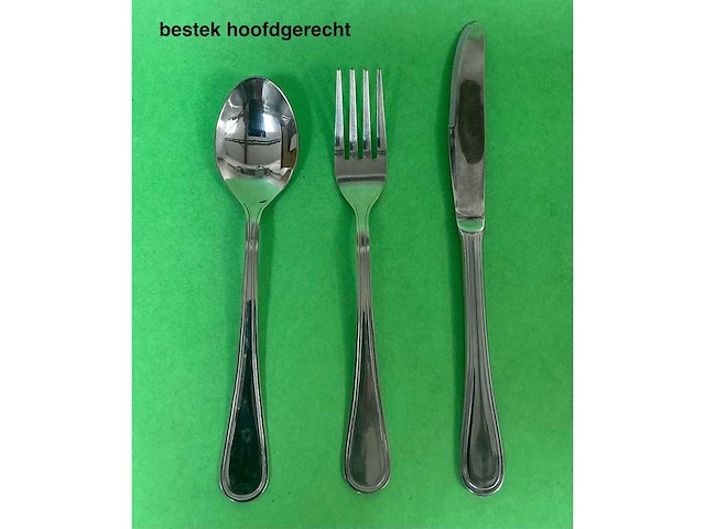 3 bestekken voorgerecht en 3 bestekken hoofdgerecht (lepel, vork, mes) + 180 koffielepeltjes - rvs - afbeelding 1 van  3