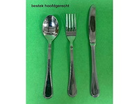 3 bestekken voorgerecht en 3 bestekken hoofdgerecht (lepel, vork, mes) + 180 koffielepeltjes - rvs - afbeelding 1 van  3