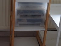 3-delig bijzet karretje in rvs, houten rekje zonder inhoud - afbeelding 2 van  3