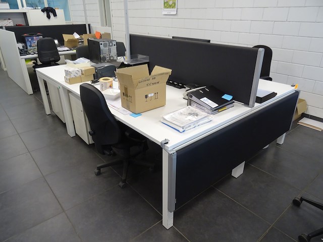 3-delig bureaeiland + 4x bureaustoel - afbeelding 1 van  7