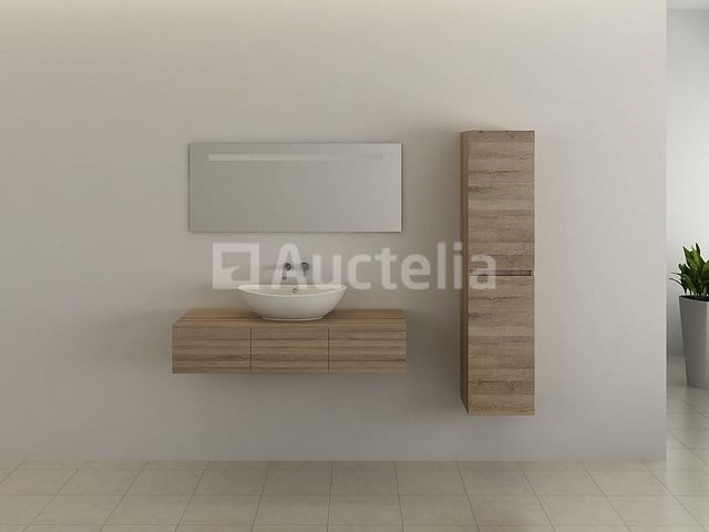 3-delig duo-badkamermeubel (120cm) - licht hout decor - incl. kranen - afbeelding 5 van  5