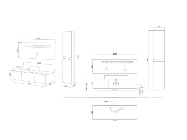 3-delig duo-badkamermeubel (120cm) - licht hout decor - incl. kranen - afbeelding 5 van  5