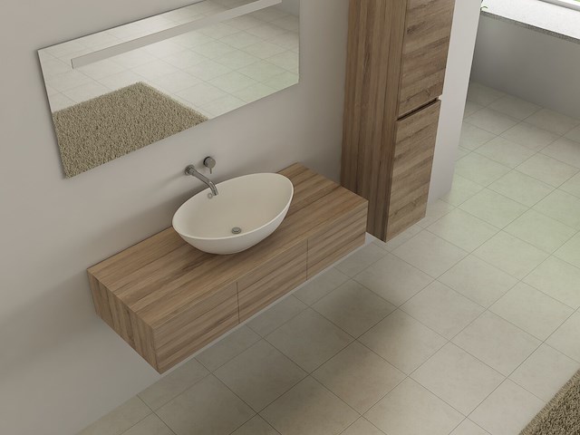 3-delig duo-badkamermeubel (120cm) - licht hout decor - incl. kranen - afbeelding 3 van  5