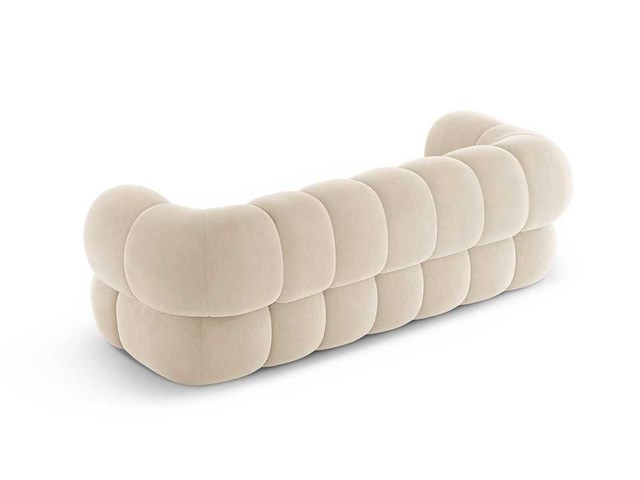 3-delige bank - lichtbeige fluweel - afbeelding 4 van  6