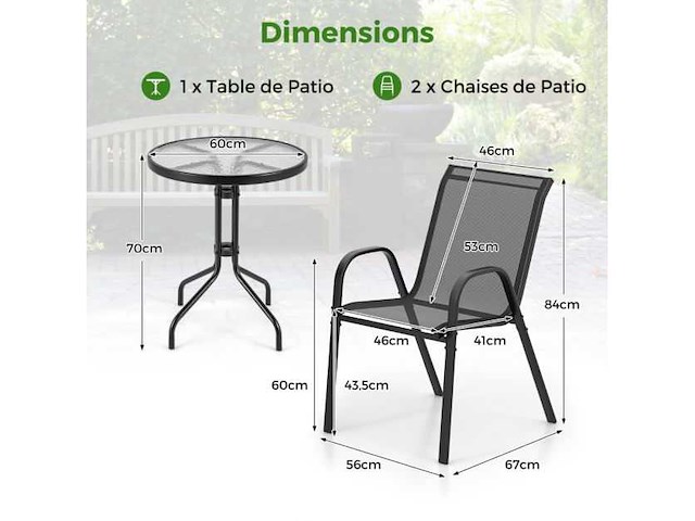 3-delige tuinset 2 fauteuils - afbeelding 4 van  7
