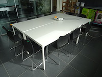 3-delige vergadertafel + 8x stapelbare stoel sting - afbeelding 1 van  6