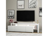 3-deurs melamine tv-meubel met witte afwerking en led-verlichting - afbeelding 6 van  9
