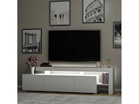 3-deurs melamine tv-meubel met witte afwerking en led-verlichting - afbeelding 2 van  7