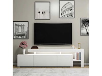 3-deurs melamine tv-meubel met witte afwerking en led-verlichting - afbeelding 3 van  7