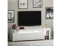 3-deurs melamine tv-meubel met witte afwerking en led-verlichting - afbeelding 4 van  7