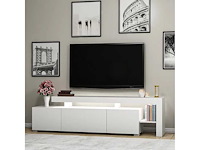 3-deurs melamine tv-meubel met witte afwerking en led-verlichting - afbeelding 5 van  7