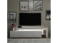 3-deurs melamine tv-meubel met witte afwerking en led-verlichting - afbeelding 7 van  9