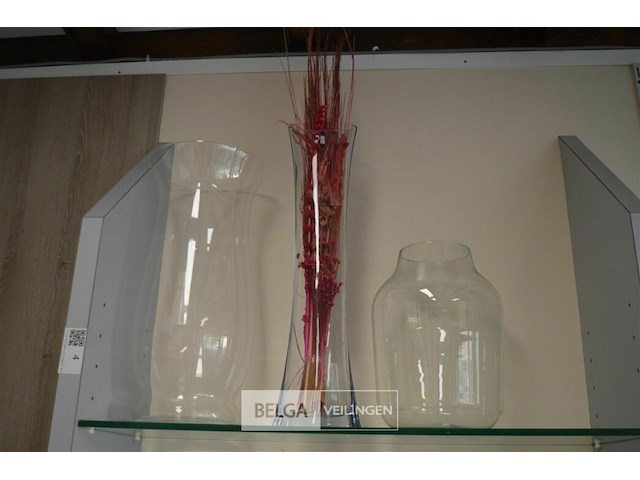 3 div glazen vazen h= 60 ,50 en 35 cm - afbeelding 1 van  5