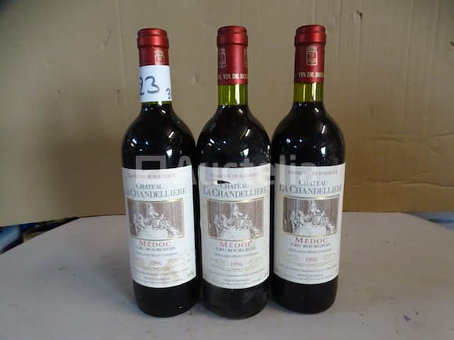 3 flessen bordeaux château la chandellière médoc 1996 - afbeelding 1 van  5