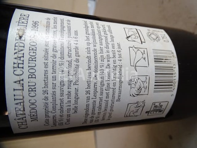 3 flessen bordeaux château la chandellière médoc 1996 - afbeelding 5 van  5