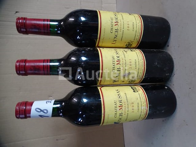 3 flessen bordeaux grand cru classé château lynch-moussas pauillac 2001 - afbeelding 2 van  4