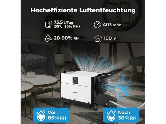 3-functionele luchtontvochtiger met 24-uurs timer, 2-in-1 industrieel droogapparaat, wit - afbeelding 4 van  8