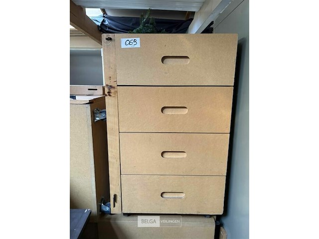 3 gereedschapskar / ladekasten op wielen met 4 schuiven mdf - afbeelding 1 van  4