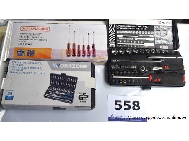 3 gereeschapssets wo wurth, workzone en black& decker - afbeelding 1 van  3