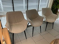 3 gestoffeerde kuipstoelen – beige (3x) - afbeelding 2 van  2