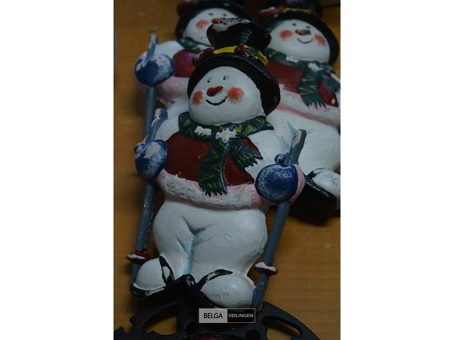 3 gietijzeren sneeuwman en onderlegger - afbeelding 3 van  5
