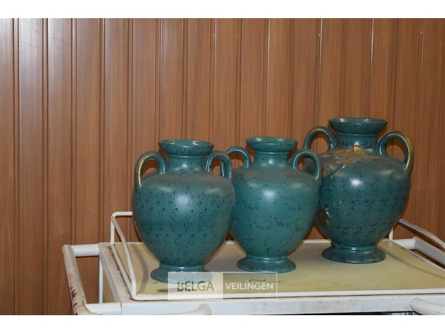 3 groene aardwerk kruiken - afbeelding 2 van  5