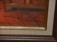 3 houten beeldjes, houtsnijwerk , ovale spiegel in goudkleurige kader, diverse schilderijen en wandversieringen - afbeelding 10 van  15