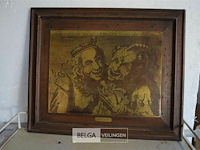 3 houten kaders met koperen tekening fagrat - afbeelding 2 van  5