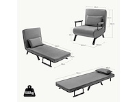 3-in-1 bankbed, omkleubare fauteuil met 5-standen verstelbare rugleuning - donkergrijs - afbeelding 3 van  9