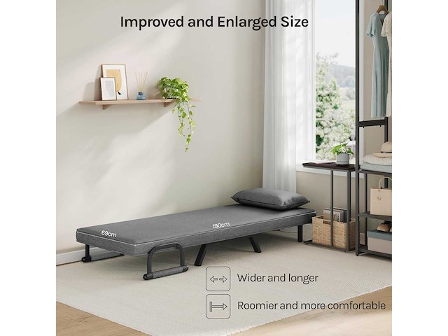 3-in-1 bankbed, omkleubare fauteuil met 5-standen verstelbare rugleuning - donkergrijs - afbeelding 4 van  9