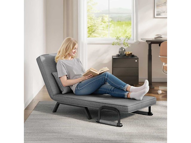 3-in-1 bankbed, omkleubare fauteuil met 5-standen verstelbare rugleuning - donkergrijs - afbeelding 6 van  9