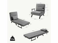 3-in-1 bankbed, omkleubare fauteuil met 5-standen verstelbare rugleuning - donkergrijs - afbeelding 2 van  8