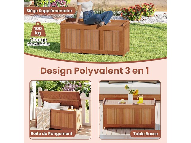 3-in-1 buitentuinkist van massief hout - afbeelding 4 van  6